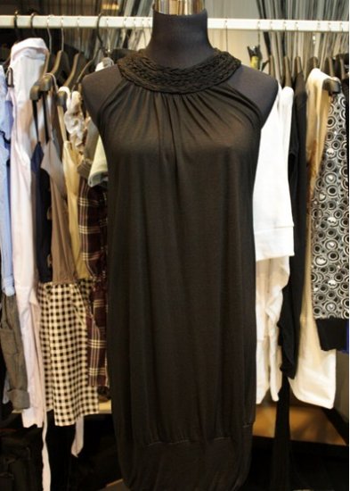 Black Knitted Cotton Collar Evening Dress