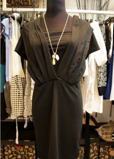 Black pleats Drape Dress