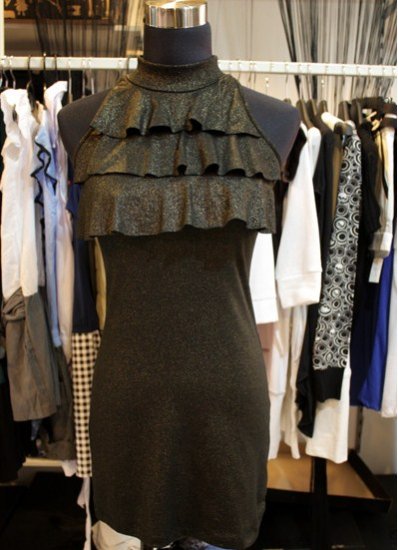 GOld Shimmer FLutter Bib Dress