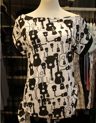 Guitar Prints Waist Tie Tshirt