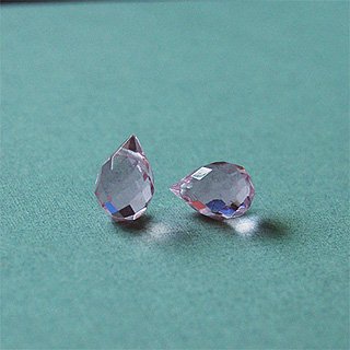 Pink faceted glass briolettes (per pair)