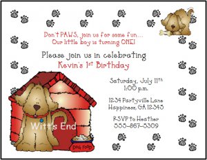 birthday party jewelry invitation
 on Puppy Dog Paws Custom Birthday Party Invitations