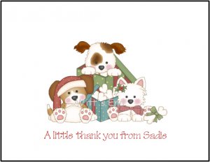 Puppy Dog Custom Christmas Holiday Thank You Note Cards