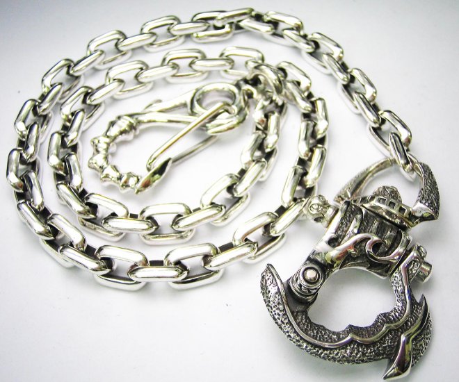 STERLING SILVER ROBOT WALLET CHAIN 24 INCHES