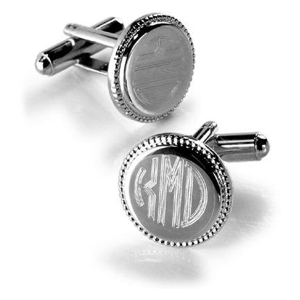 Silver Round Beaded Cufflinks GC202