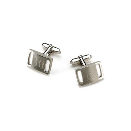 Brushed Silver Slotted Cufflinks GC261