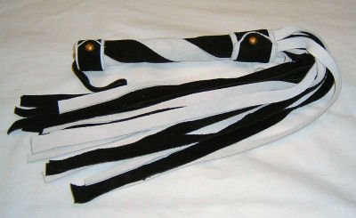 20 Lash 1/2 Inch Wide Black and White Suede Flogger