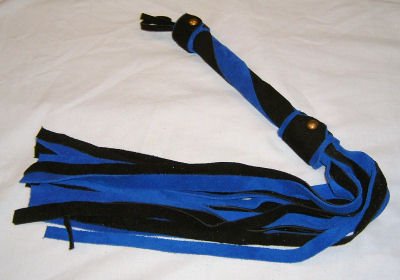 20 Lash 1/2 Inch Wide Black and Blue Suede Flogger