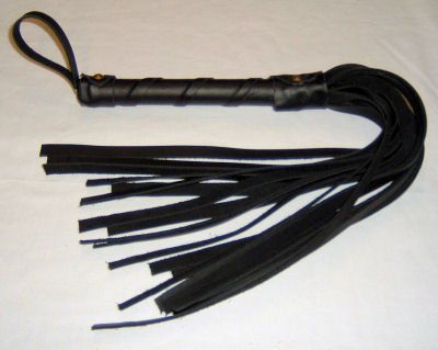 20 Lash 1/2 Inch Wide Black Leather Flogger