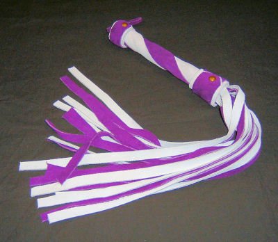 20 Lash 1/2 Inch Wide Purple and White Suede Flogger