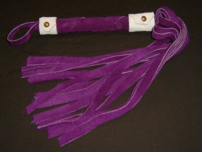 20 Lash 1/2 Inch Wide Purple Suede with White Suede Trim Flogger