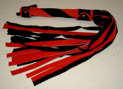 20 Lash 1/2 Inch Wide Black and Red Suede Flogger