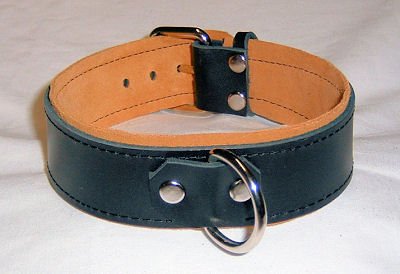 1 Ring Tan Suede Lined Leather Collar - Roller Buckle
