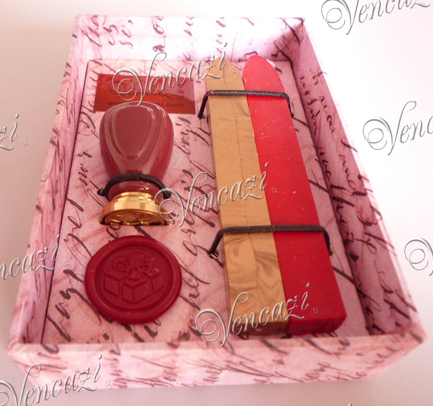 "Gift" - Ceramic Mini Seal w/2pcs Sealing Wax Gift Set