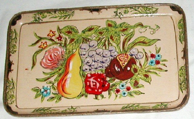 UNIQUE Vintage PAPER MACHE Tole Tray BLUE & RED FLORAL!