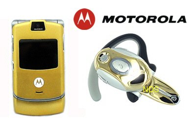 Motorola V3 Razr "Limited Edition - Gold" Cellular Phone + H700 Gold Bluetooth (Unlocked)