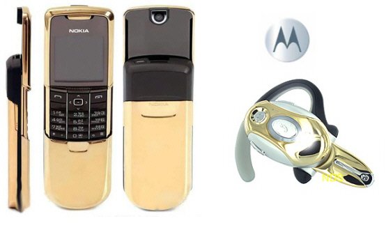 Nokia 8800 "James Bond Gold" GSM Slider Cellular Mobile Phone + H700 Gold Bluetooth (Unlocked)