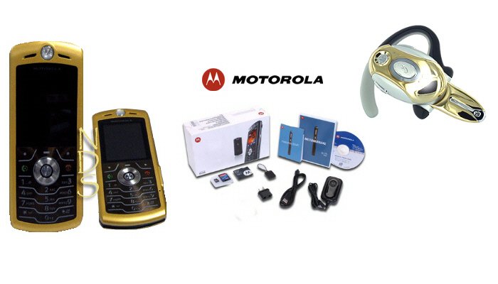 Motorola L7 SLVR "Limited Edition - Gold" Ultra Slim Cellular Phone + H700 Gold Bluetooth (Unlocked)