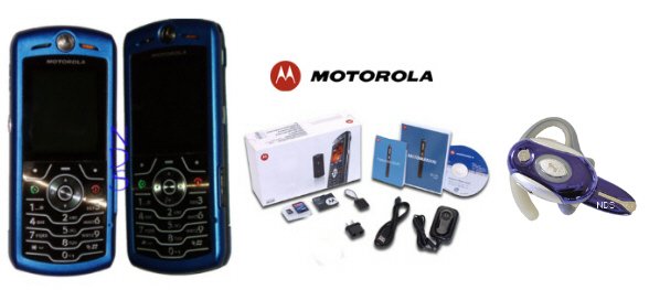 Motorola L7 SLVR Limited Edition - Metalic Blue Slim Cell Phone + H700 Blue Bluetooth (Unlocked)