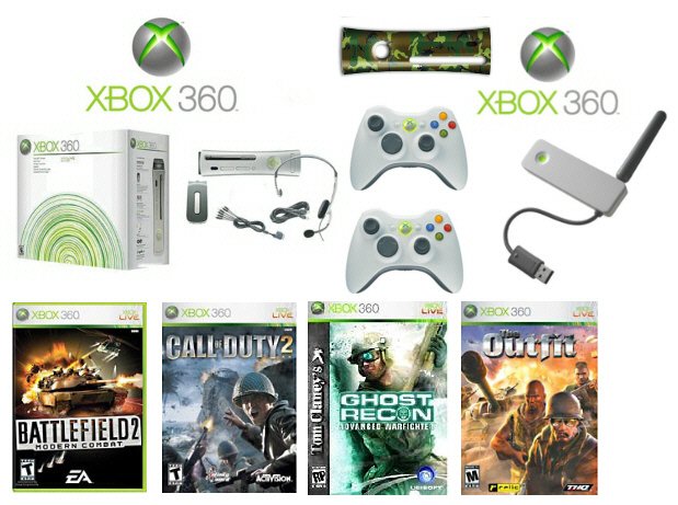 Xbox 360 "Warriors Gold Pack" - 4 Games + 2 Wireless Controllers + Wireless Network Adapter