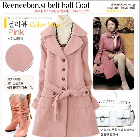 SD6134 # fashion wholesale ;lapel Long classic cashmere coat - Pink