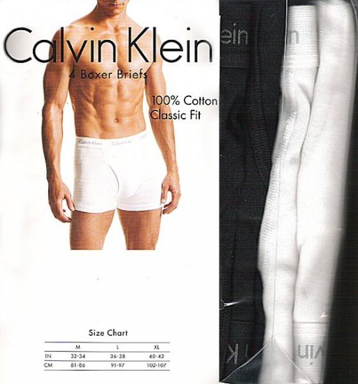 CK CALVIN KLEIN MENS Boxer BRIEFS Cotton CK Boxers/Underwear B/W 4pcs@1pk size Large 36-38, EU 91-97