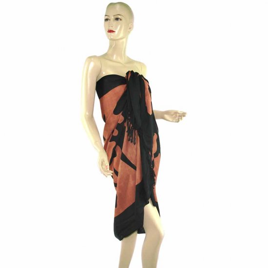 Brown Aborigines Batik Sarong Pareo Skirt Dress Wrap Shawl Beach Cover-Up (MP9)