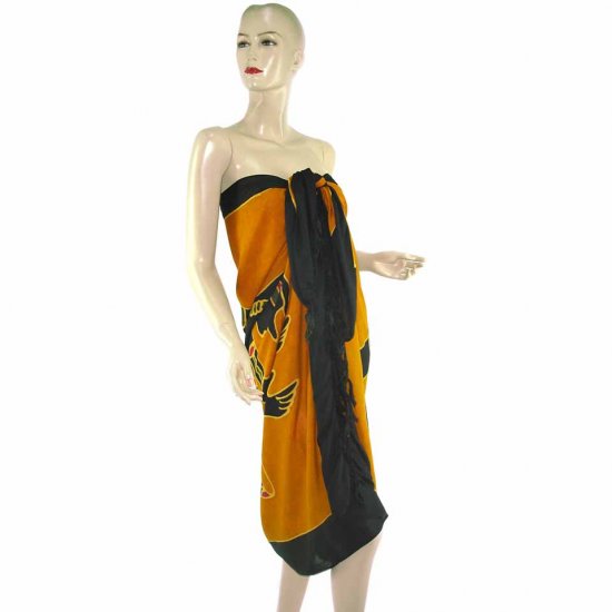 Brown Black Aborigines Batik Sarong Pareo Skirt Dress Wrap Shawl Beach Cover-Up (MP39)