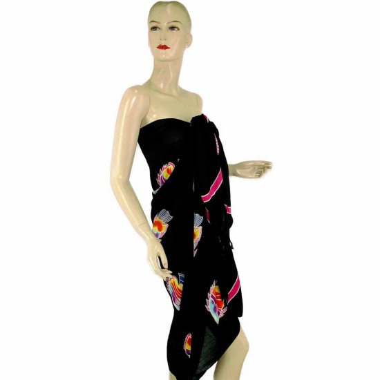 Black Fish Batik Sarong Pareo Skirt Dress Wrap Shawl Beach Cover-Up (MP60)