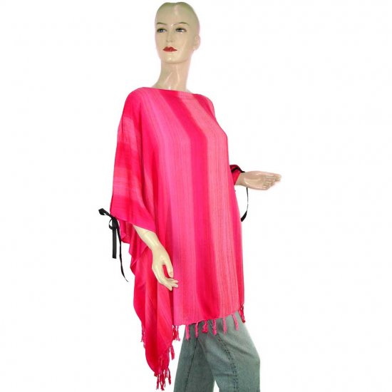 Pink Stripes Poncho Tunic Kaftan Caftan 1X 2X 3X 4X 5X (PAB63)