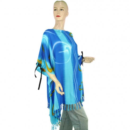 Hippie Tie-Dye Batik Poncho Tunic Kaftan Caftan Blouse 1X 2X 3X 4X 5X (PAB66)