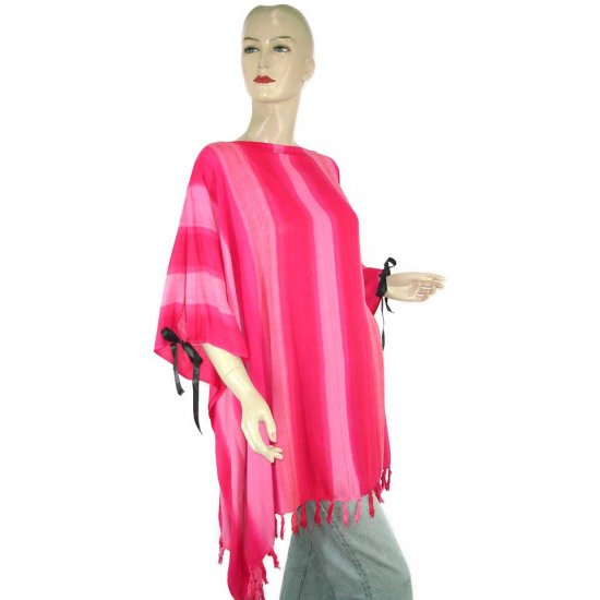 Pink Stripes Poncho Tunic Kaftan Caftan 1X 2X 3X 4X 5X (PAB42)