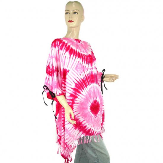 Hippie Tie-Dye Batik Poncho Tunic Kaftan Caftan Blouse 1X 2X 3X 4X 5X (PAB56)
