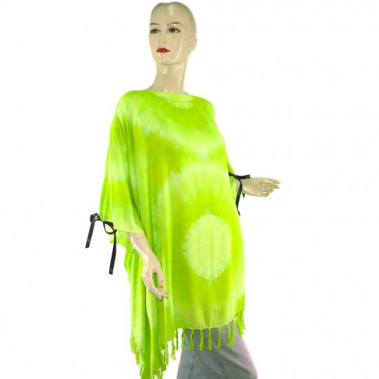 Hippie Tie-Dye Batik Poncho Tunic Kaftan Caftan Blouse 1X 2X 3X 4X 5X (PAB22)