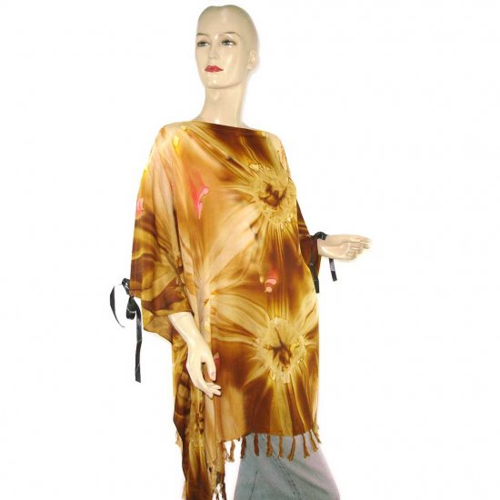Hippie Tie-Dye Batik Poncho Tunic Kaftan Caftan Blouse 1X 2X 3X 4X 5X (PAB23)
