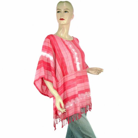 Pink White Kimono Sleeve Tunic Kaftan Caftan Blouse 1X 2X 3X 4X (MC59)