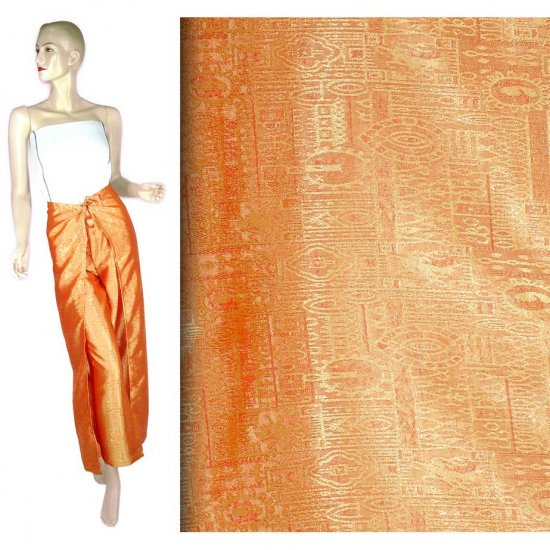 Hippie Orange Silk Wrap Pants Beach Cover-Up OSFA (MC186)