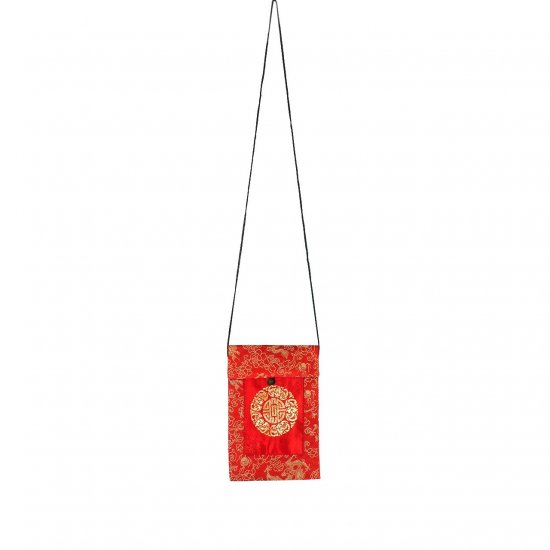 Red-Gold Chinese Brocade Sling-Bag Evening-Wear Purse (LFT34)