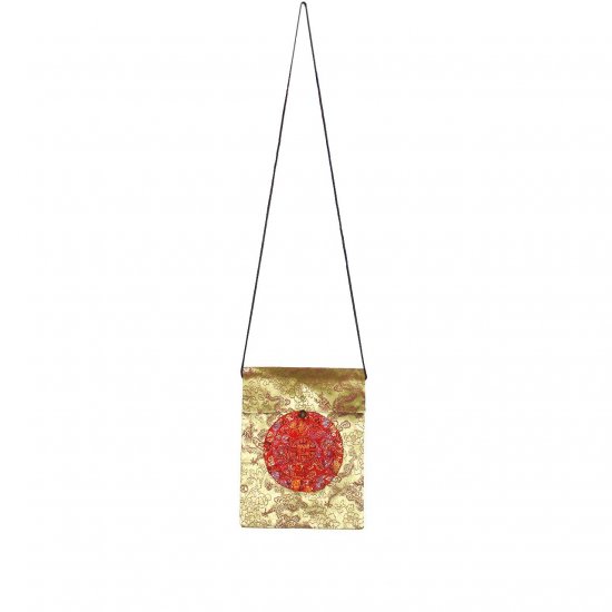 Gold Red Chinese Brocade Sling-Bag Evening-Wear Purse (LFT37)