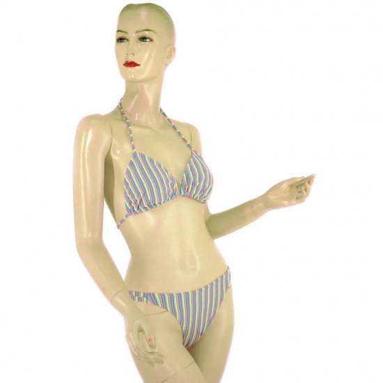 2-Piece Rainbow Stripe Halter Top Bikini Swimwear M (PS14)