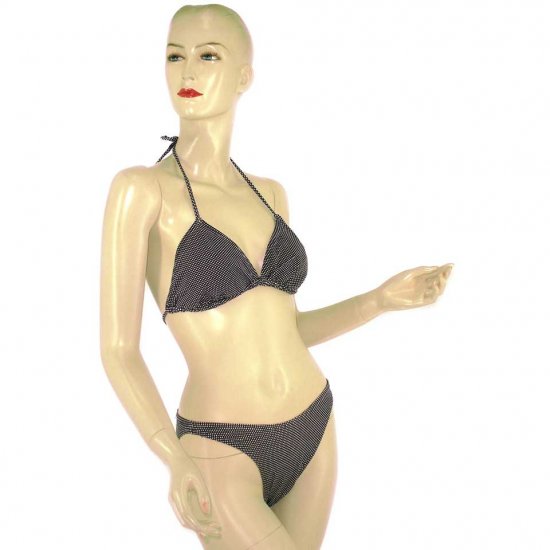 2-Piece Black White Polka Dot Halter Bikini Swimwear M (PS23)