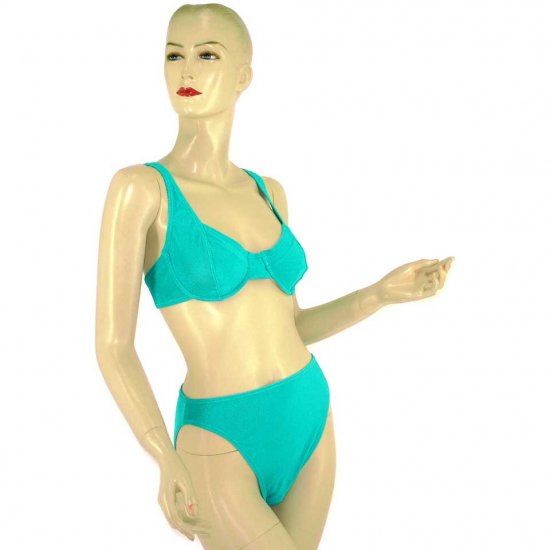 2-Piece Teal Aquamarine Bra Top Bikini Swimwear XL (PS54)