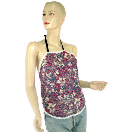 Purple Batik Chinese Style Du-Dou Halter-Neck Top OSFA (KTN4)
