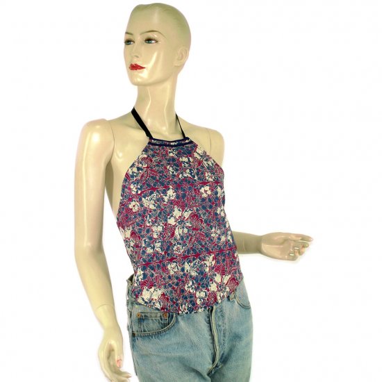 Purple Batik Chinese Style Du-Dou Halter-Neck Top OSFA (KTN7)