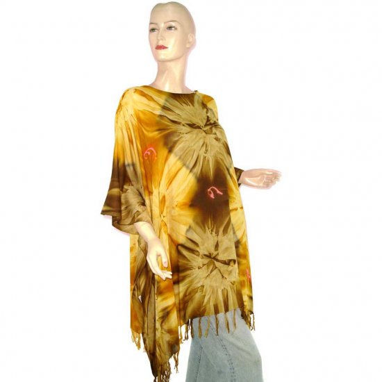 Hippie Tie-Dye Batik Poncho Tunic Kaftan Caftan Blouse 1X 2X 3X 4X 5X (MN5824)