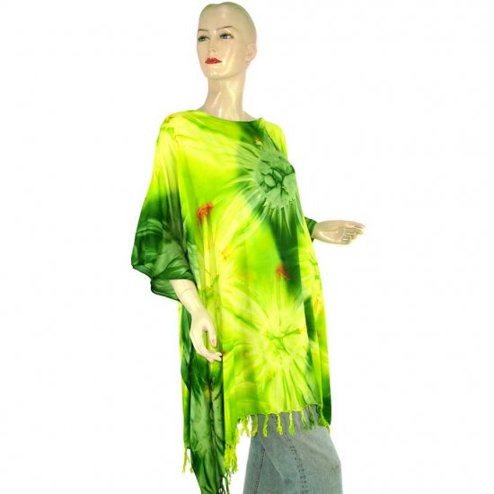 Hippie Tie-Dye Batik Poncho Tunic Kaftan Caftan Blouse 1X 2X 3X 4X 5X (MN5826)