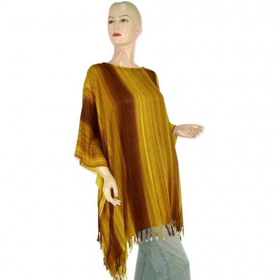 Brown Stripes Poncho Tunic Kaftan Caftan Blouse 1X 2X 3X 4X 5X (MN5831)