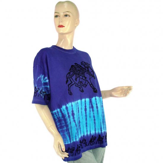 Purple Blue Camel Tie-Dye Batik T-shirt S M (MISCI5)