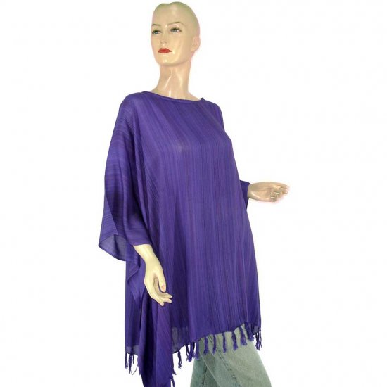 Purple Stripes Poncho Tunic Kaftan Caftan Blouse 1X 2X 3X 4X 5X (MN6230)