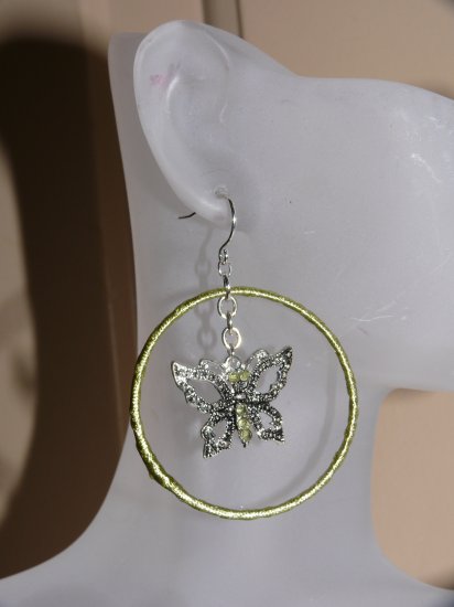 Light Green Charles Klein Butterfly Hoop Earrings